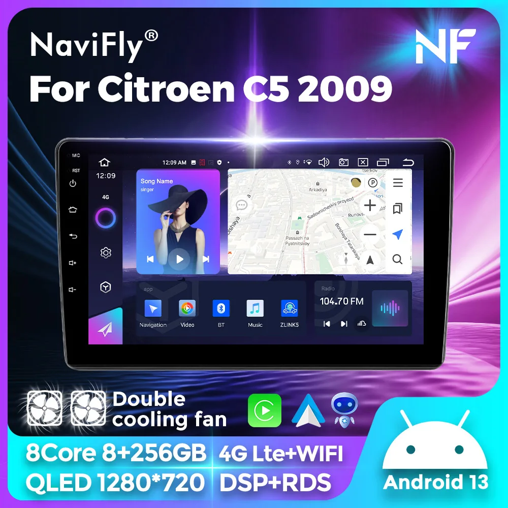 

Navifly 2K Screen 2DIN 8Core Android 13 10inch Car Radio For Citroen C5 X7 2008-2017 Stereo Multimedia Video Player Car-play GPS
