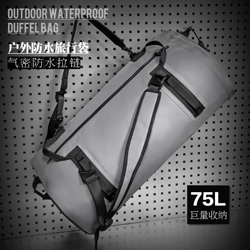 Large capacity outdoor airtight waterproof TPU luggage bag portable shoulder zipper hiking diving bag