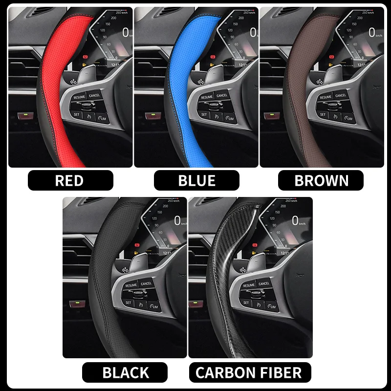 For Subaru Car Steering Wheel Cover Leather Carbon Fiber Fit Forester Impreza Outback Legacy XV WRX STI BRZ Ascent