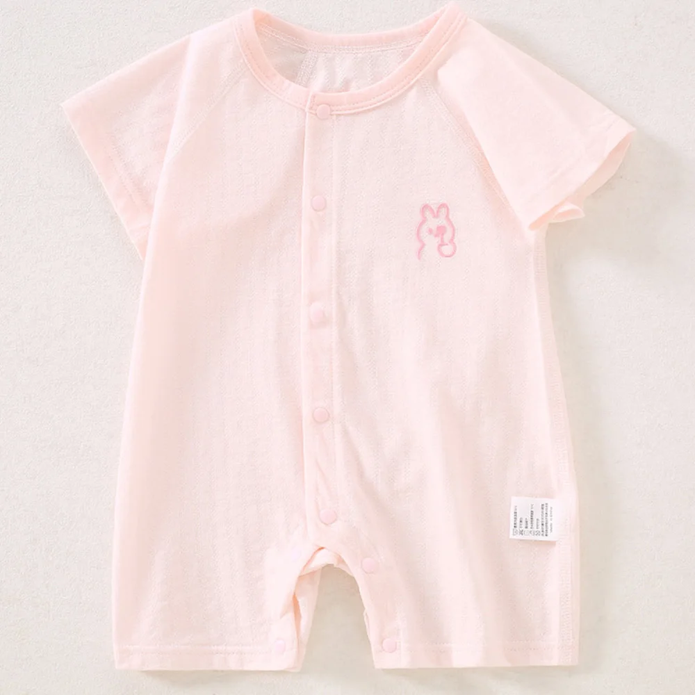 Baby Summer Romper Solid Color Thin Type Breathable 100% Cotton Newborn Clothes Unisex Baby Boy Girl Jumpsuit