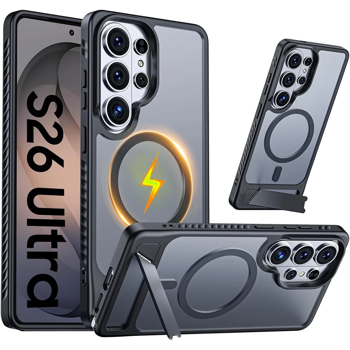 

for Samsung Galaxy S26 Ultra/S26 Plus/S26 Case Magnetic Invisible Kickstand Charge Standing Military Shockproof Translucent