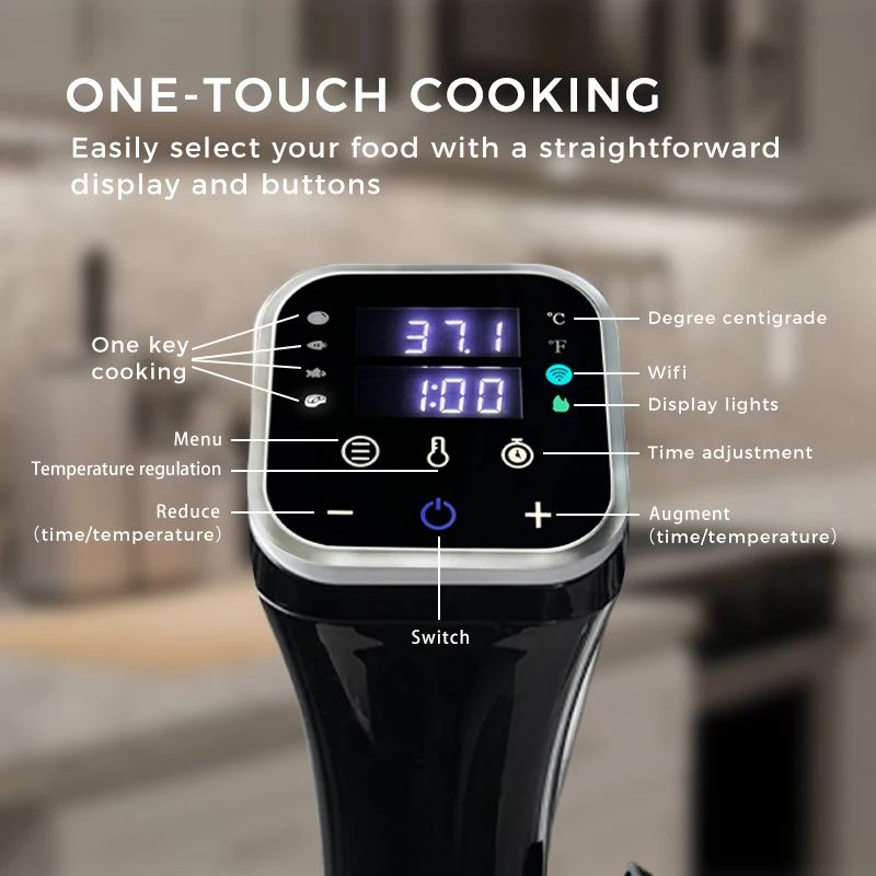 Cooking Machine Sturdy Immersion, Circulator Vacuum Slow Cooker Heater Sous Vide Cooker Ultra-Quiet IPX7 Waterproof