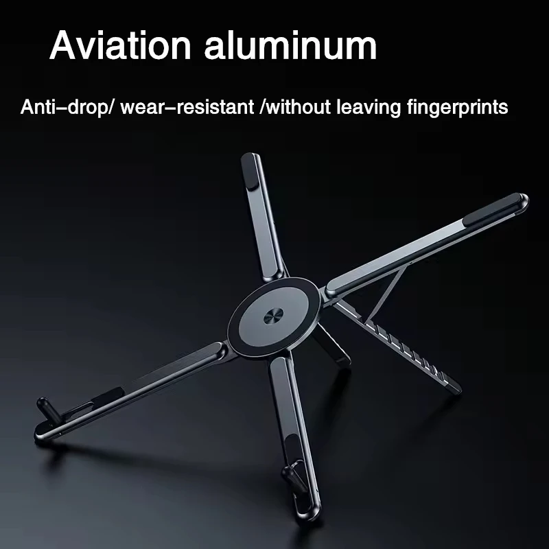 Adjustable Height Aluminum Alloy Laptop Tablet Phone Stand Magnetic Foldable Portable Cooling Desk Riser for Office Use