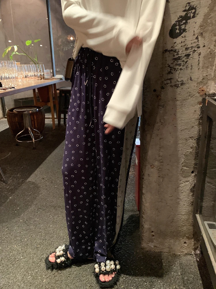 

Casual Spor Loose Straight Leg Drapey Wide Leg Pants Tummy Control Long Cotton Polyester Elastic Fiber Commute Sle Women'...