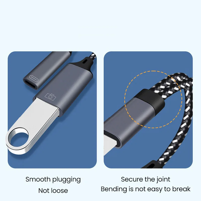 USB C OTG Cable Phone Adapter 2 in 1 Type C to USB A Adapter with PD Charging Port for Samsung Huawei Xiaomi Phone Laptop Tablet