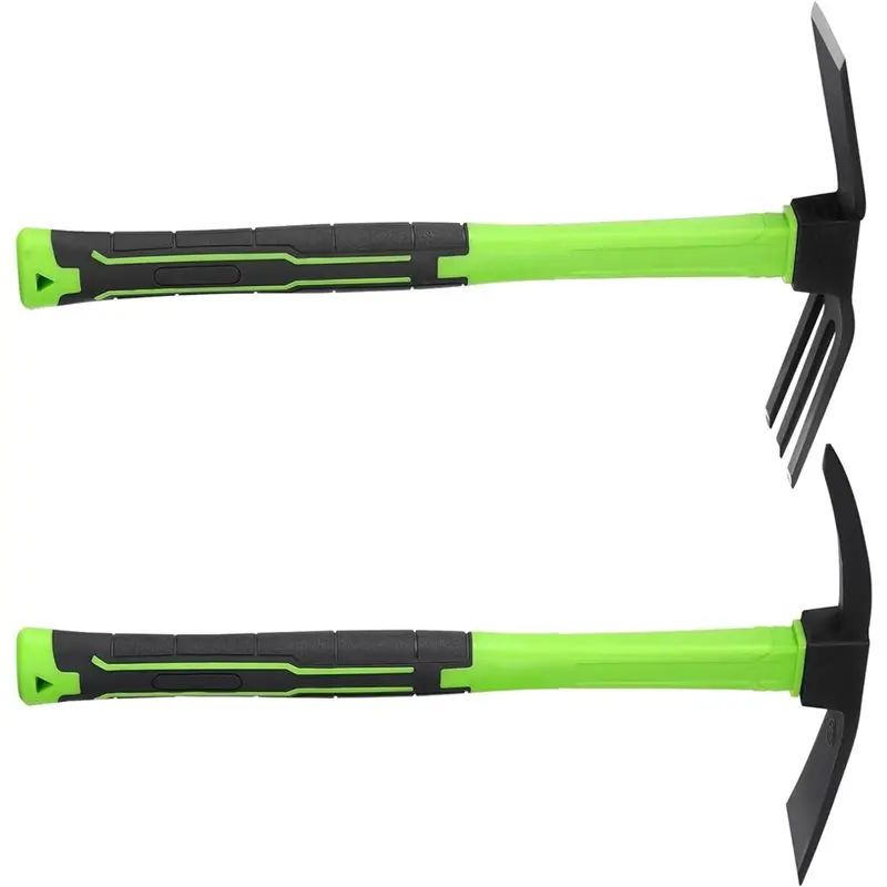 AB42-Carbon Steel Mattock Garden Hoe And Cultivator Hand Rake Set With Non-Slip Handle(2Pcs) For Digging And Weeding