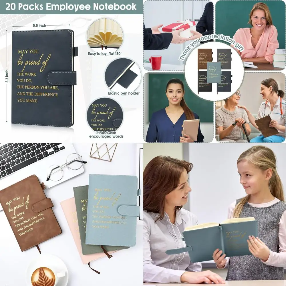 Set of 20 Premium A5 Leather Notebooks - Proud Work Journals for Team, Teachers, and Volunteers: Bulk Thank You Gifts