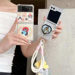 Cute Penguin Magnetic Phone Case For Samsung Galaxy Z Flip 6 5 4 3 Cover with Plush Pendant For Magsafe Cases Flip5 Flip4 5G