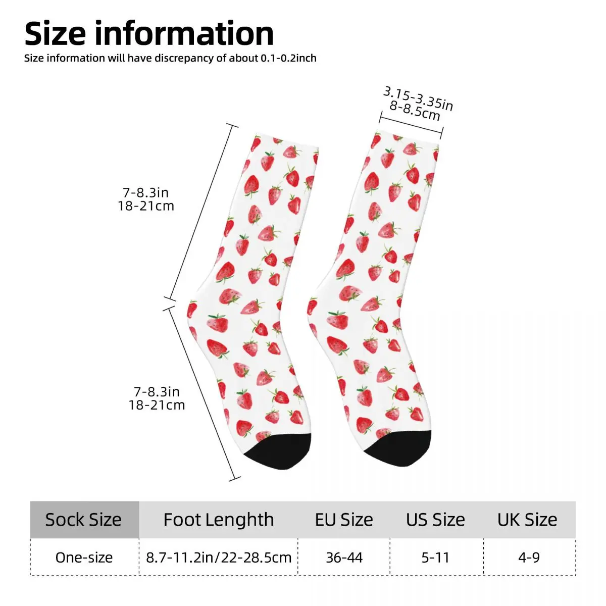 Hip-hop Strawberry Basketball Socks Fruit Fruits Polyester Middle Tube Socks for Women Men Non-slip