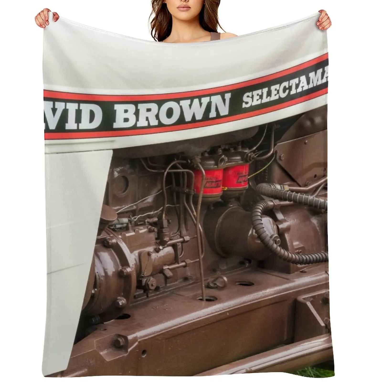 

Vintage David Brown 990 Tractor Throw Blanket Beautifuls Furrys Camping Cute Plaid Blankets