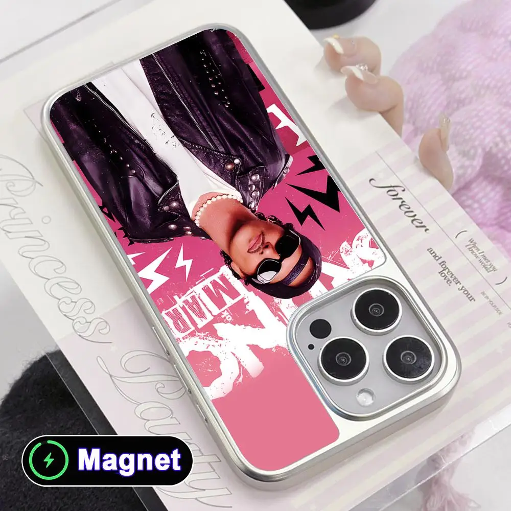 

Bruno Mars Silver Plating Magsafe Mobile Phone Case for iPhone 17 16 15 14 13 12 11 Air Pro Max Plus Colorful Cover