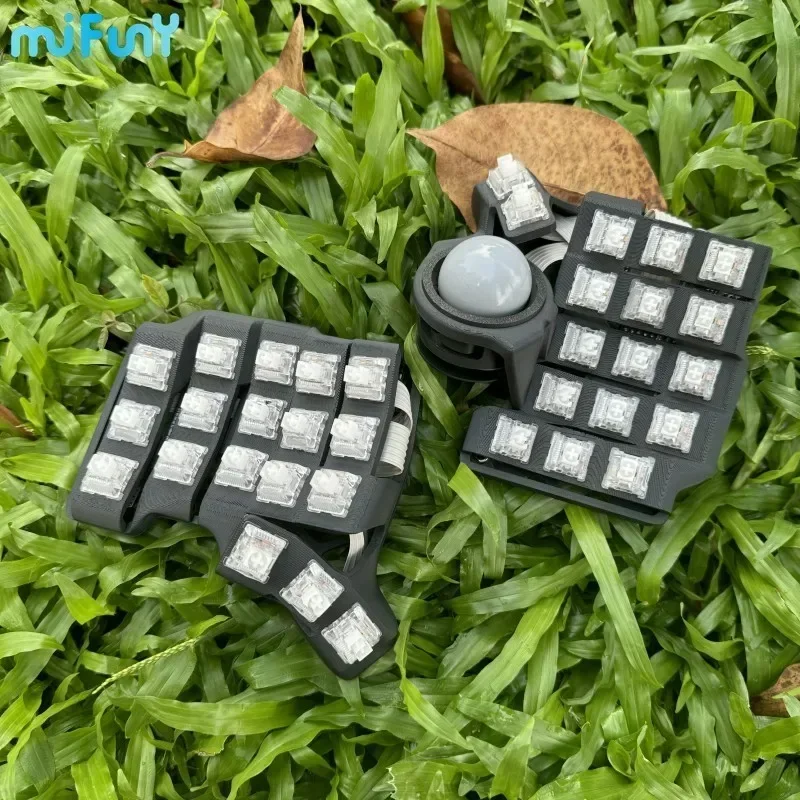 Imagem -03 - Charybdis Dividir Kit Teclado Mecânico Wired Single Mode Legbot Madeira Cinzenta v4 Track Ball Pwm3360 Vik Qmk 3x5 Personalizado