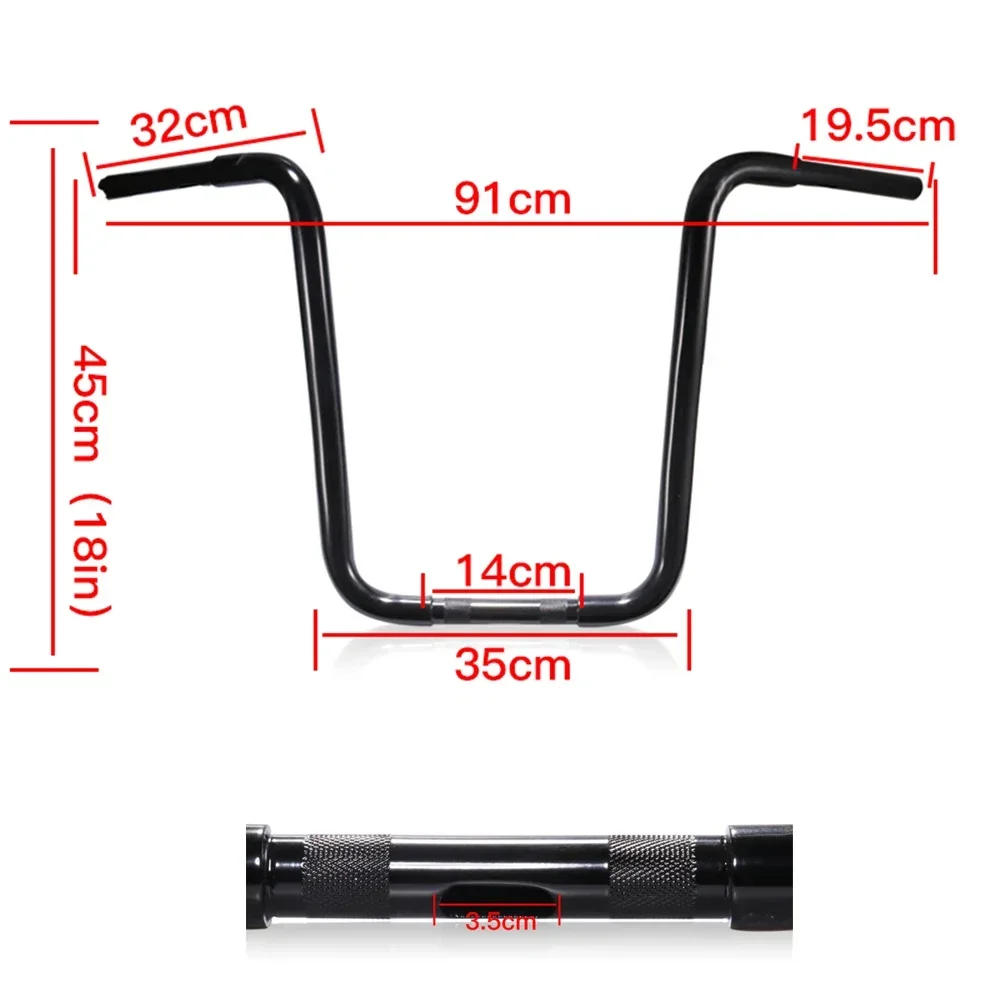 Motorcycle 25mm Clamping Handlebar 18\'\' Rise Super High Hanger Bars Pullback for Harley Dyna Scooter Bobber Chopper Sportster