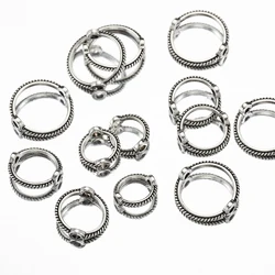 Vintage Oco Quadro Redondo Envolvido Bead Ring Base, Spacer Beads Cap para DIY Pulseira, Jóias Fazendo Acessórios, 6mm, 8mm, 10mm, 30Pcs