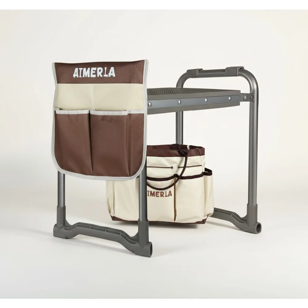 

Foldable Garden Kneeler Seat with Thick Pad & Tool Bags - Heavy Duty Stool for Elderly Gardening Gifts