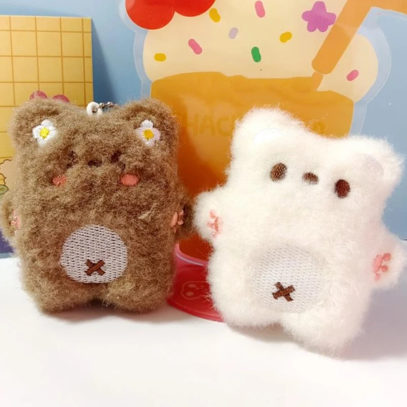 الكرتون الدب المفاتيح قلادة لطيف أفخم دمية لعبة Kawaii رقيق لينة محشوة كيرينغ حقيبة سحر زينة النساء فتاة