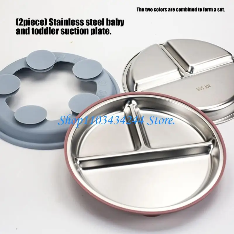 

Pack of 2 Stainless Divided Plate for Secure Toddler Feeding and Easy Cleaning