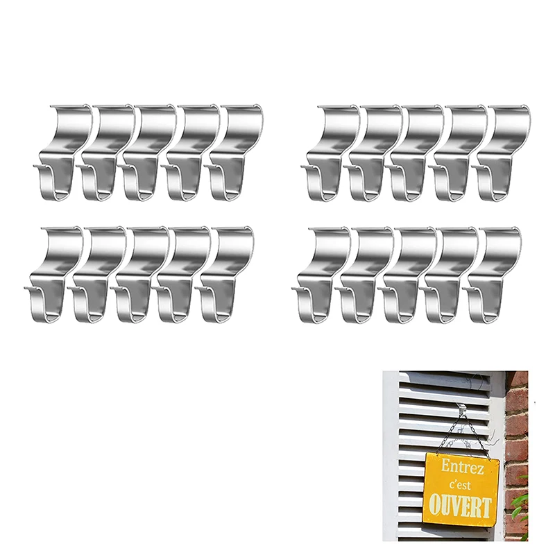 20 PCS Vinyl Hooks Vinyl Side Hooks Stainless Steel S-Hooks Security Camera Hidden Wall Seam Siding No Drill Hooks