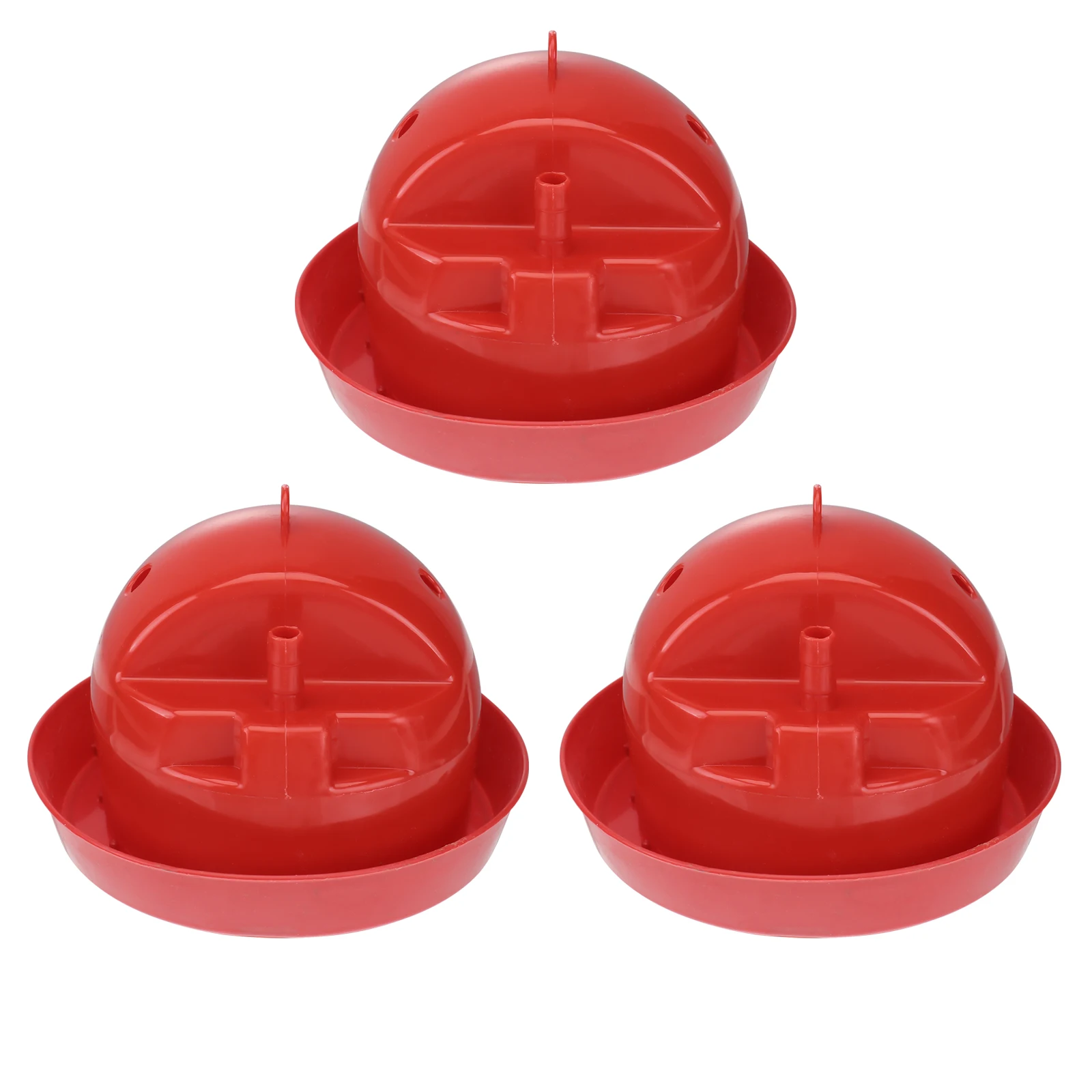 

3 Pcs Chicken Feeder Water Drinker Quail Feeding Bowl Poultry Cups Red Durable Plastic Home Farm Small Chickens Pigeons Birds