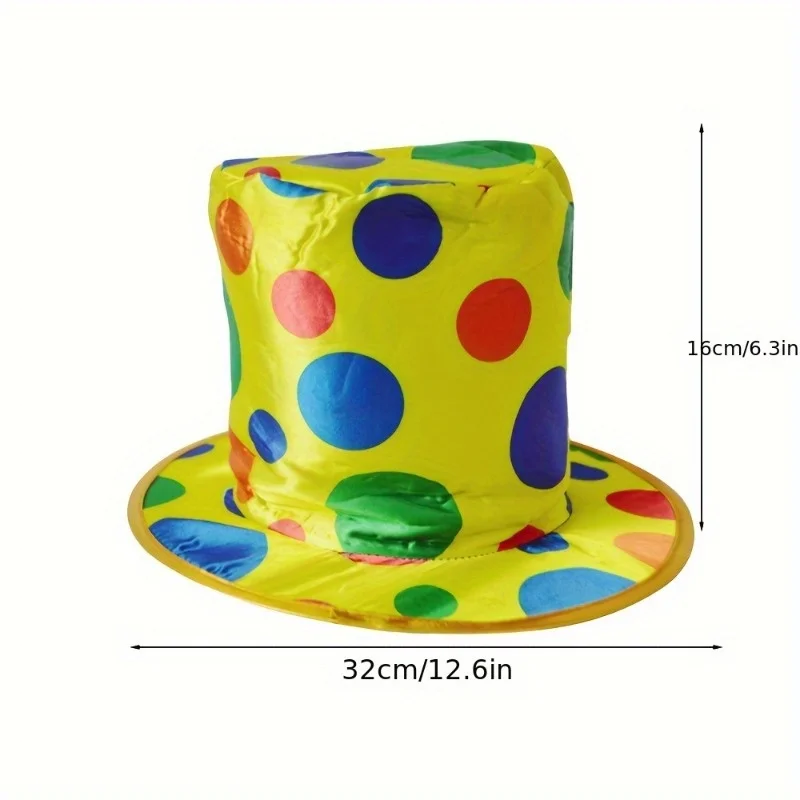 PESENAR Clown Hat Polka Dot Top Hat for Circus Parties Carnivals Rainbow Cosplay Party