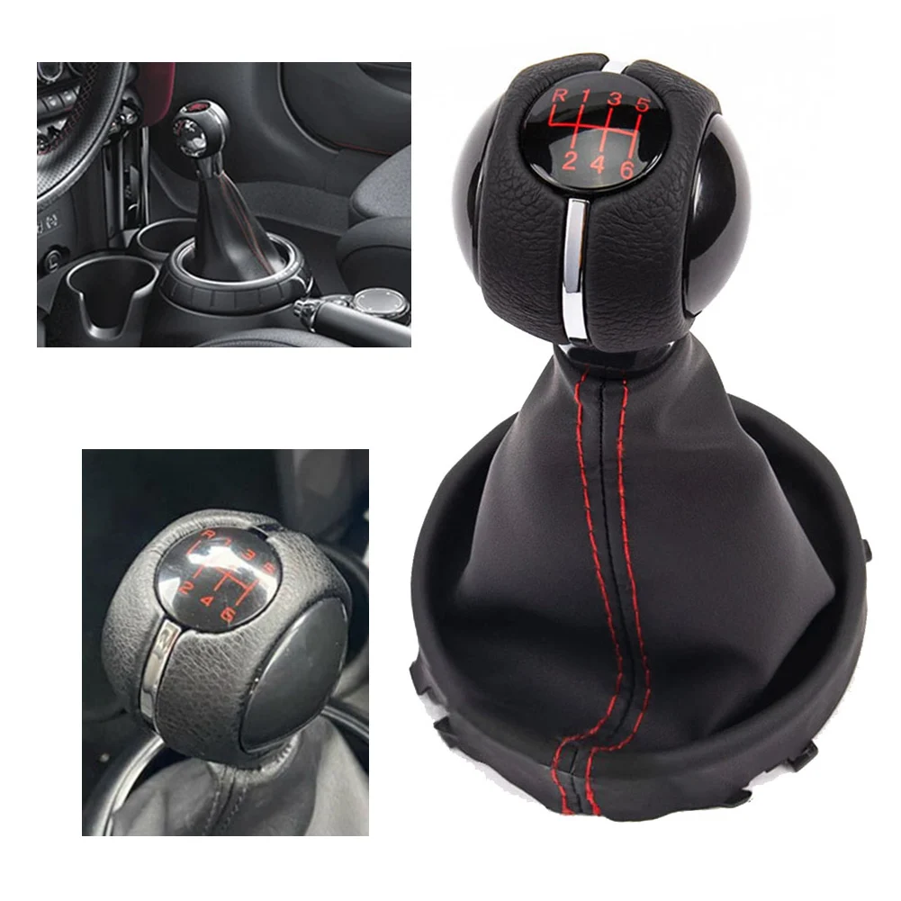 

Car Interior Upgrade 6 SPEED HANDLE SHIFTER Stylish Appearance Vivid Red And Black Design Compatible With Mini Models