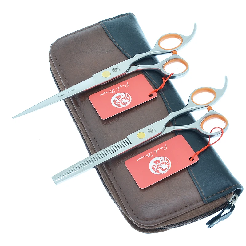 

Purple Dragon 7 inch Hair Cutting Scissors 6.5 inch Thinning Shears Hairdressing Scissors Set Barbershop Hair Tesouras A0129B