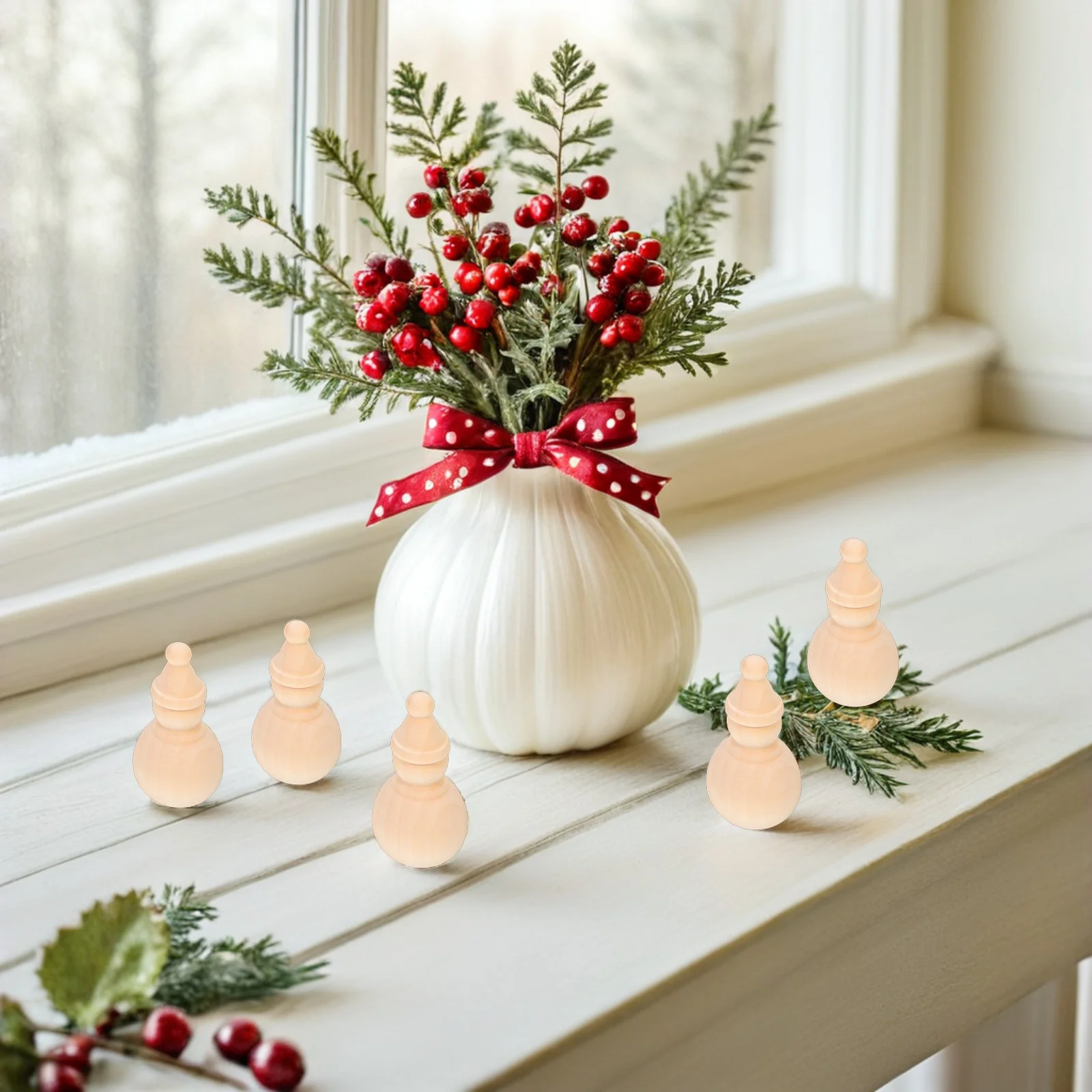 

10Pcs Wooden Snowman Figures Unfinished Natural Wood Peg for DIY Holiday Decorations Art Projects Mini Snowmen Ornaments