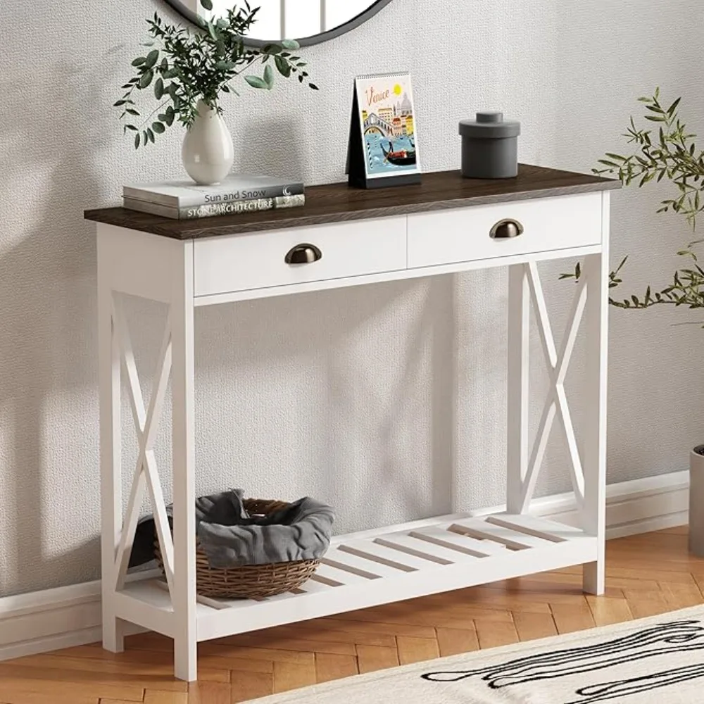 

Console Table with Drawer for Entryway, Narrow Long Entry Table with Shelf for Living Room, Rustic Vintage Hallway Sofa Table