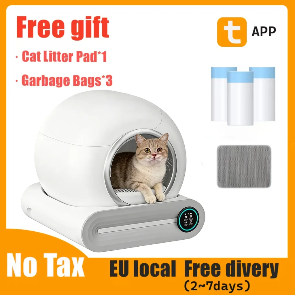 Bac à litière autonettoyant pour chat 2026, 65L, extra large, fermé, toilette automatique pour chat, contrôle par application, bac à litière pour chat, Arenero Gato pour chats