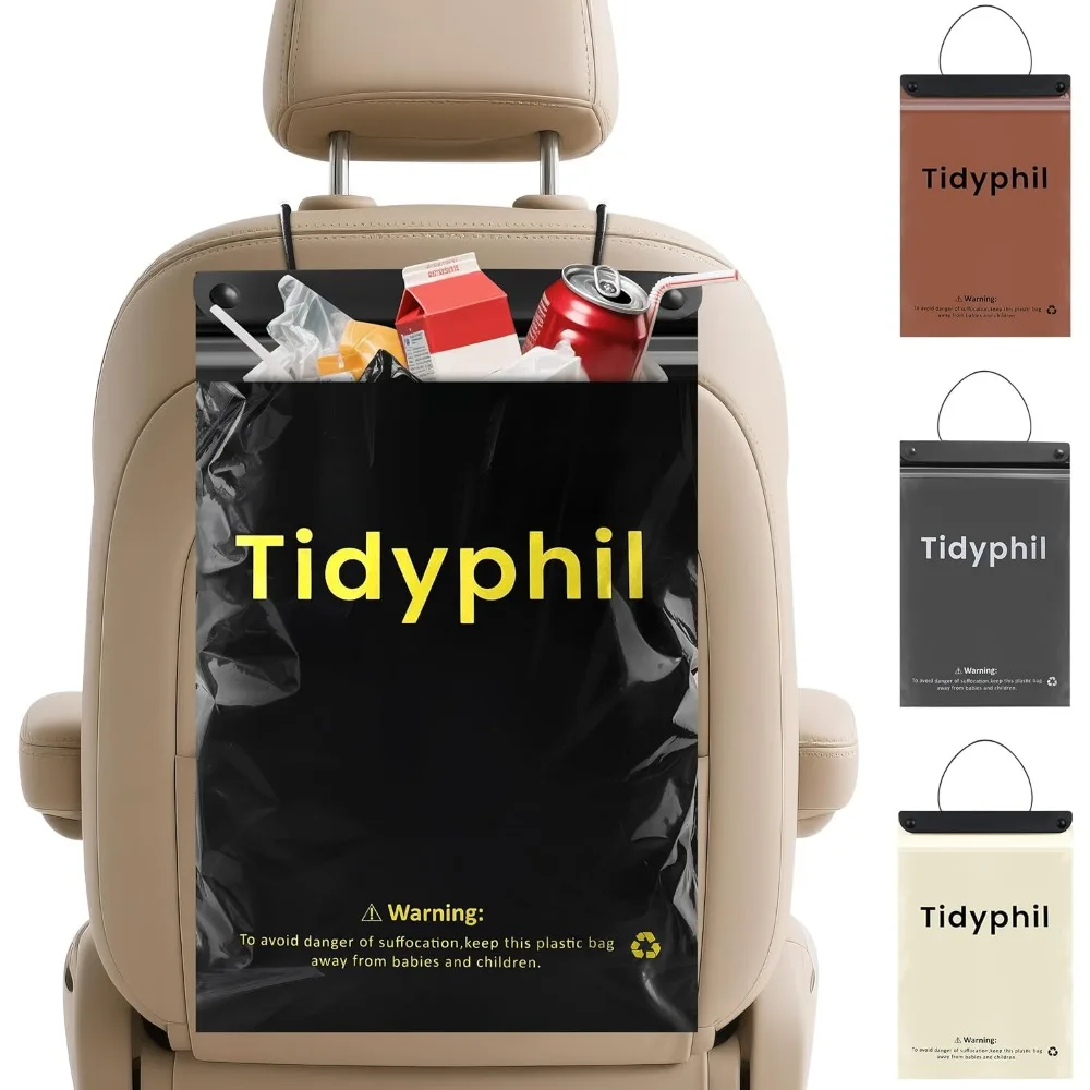 

150 Leak Proof Disposable Hanging Car Trash Bags 2 Gallon Odor Seal Large Stick On Waste Bag for Vehicle Black