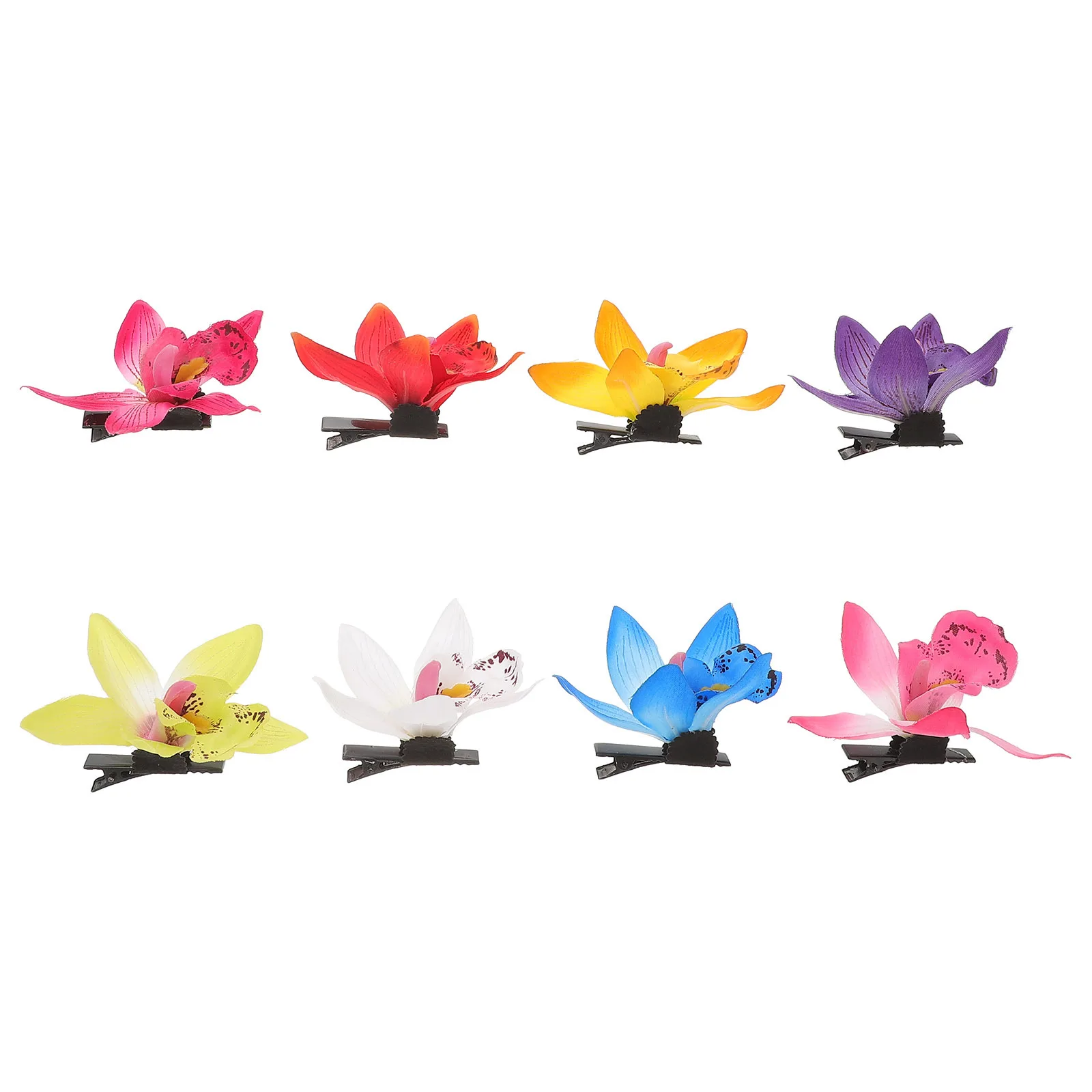 

8pcs Orchid Flower Hair Clips Hawaiian Style Hairpins For Women Girls Party Wedding Banquet Daily Wear Hair Barrettes Accessory