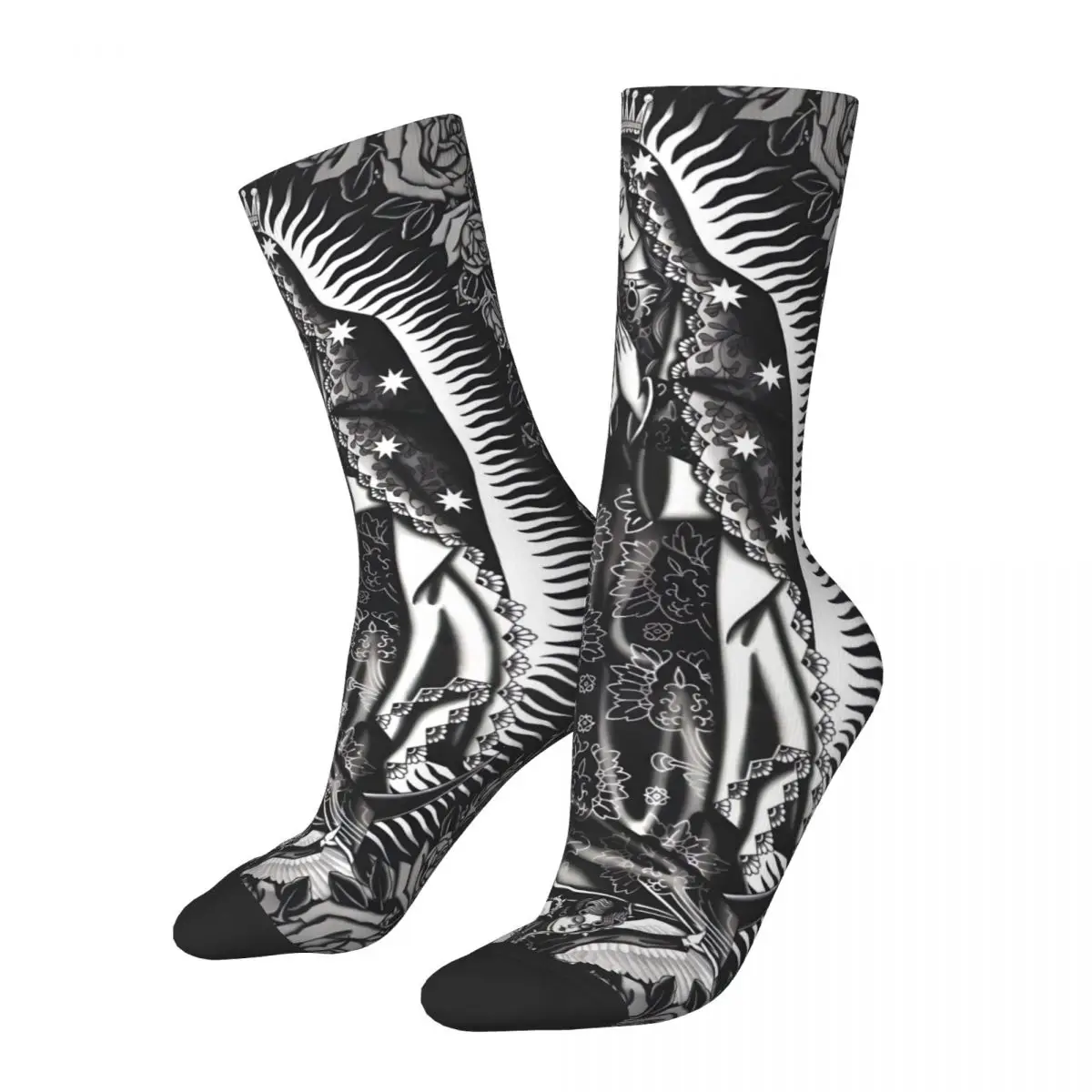 

Hip Hop Retro Virgen Mary Rose Crazy Men's Socks Unisex Harajuku Pattern Printed Funny Crew Sock Boys Gift