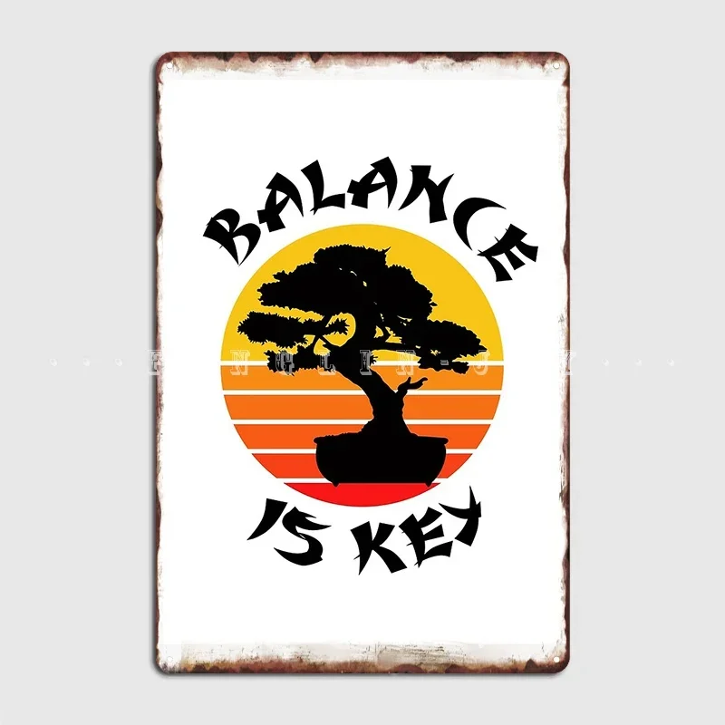 Retro Vintage Bonsai Tree Balance Is Keys Karate Kid Quote Mr. Miyagi Metal Plaque Poster Cave Pub Painting Décor