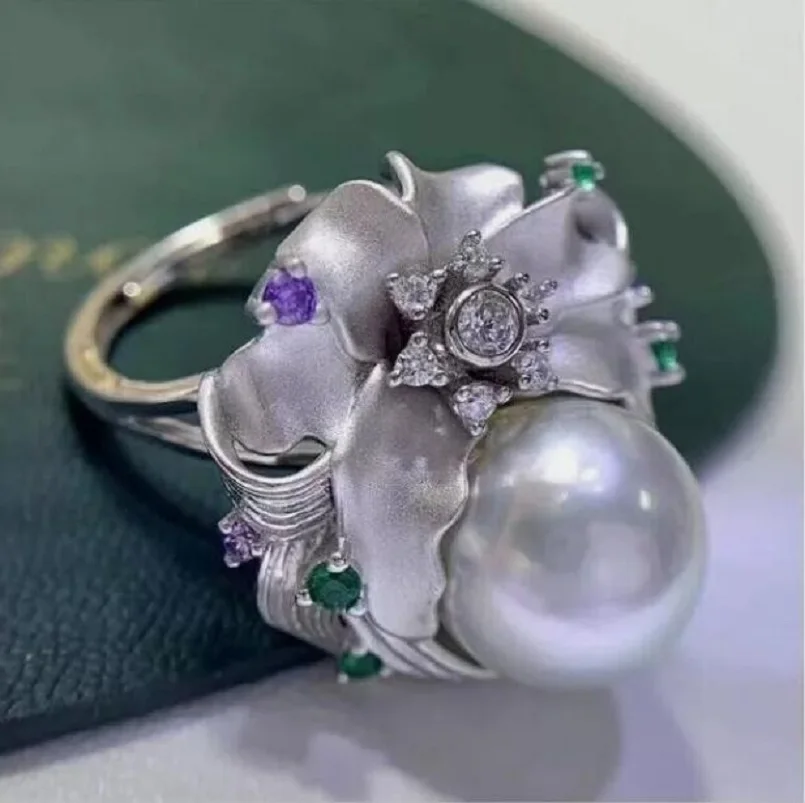 

HUGE AAAA 11-12mm South Sea White Round Pearl Ring 925s