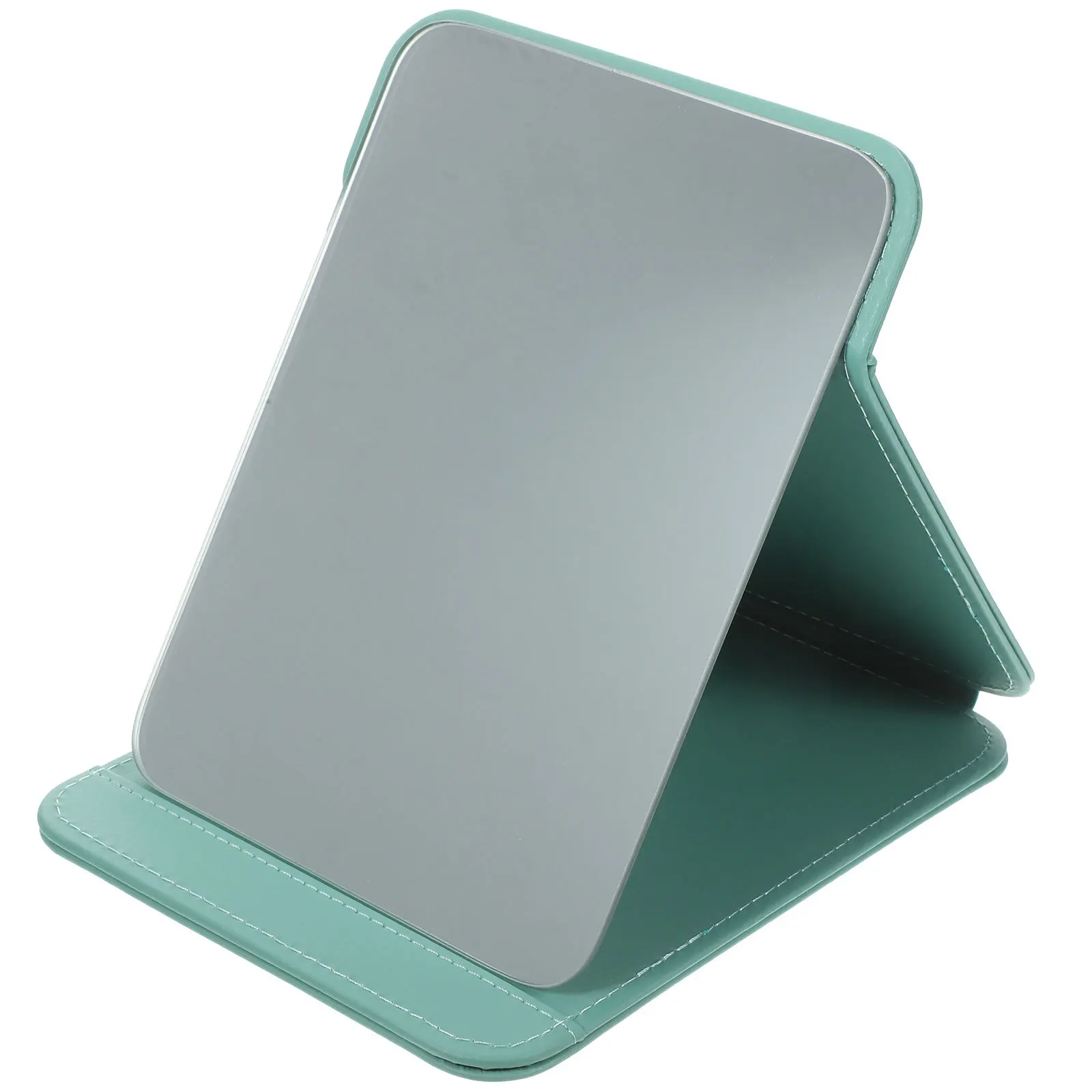 Espejo de maquillaje plegable elegante, Base estable de construcción de PVC PU resistente para escritorio, dormitorio, tocador, diseño ligero y apto para viajes