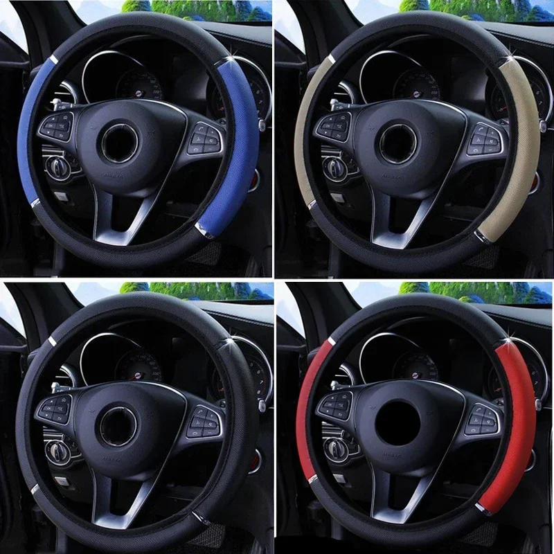38CM Auto-Lenkradbezug PU-Leder Rutschfester Lenkradüberzug Auto-Styling Universelle Auto-Dekorationszubehör
