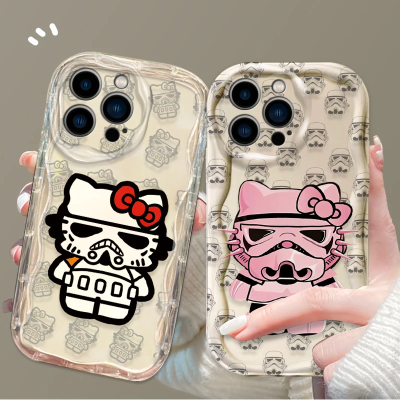 Hello Kitty Stars Wars Silicone Case For iPhone 15 14 13 12 11 Pro Max X XR XS 8 7 6 6S Plus SE 2020 Wave Shockproof Soft Cases