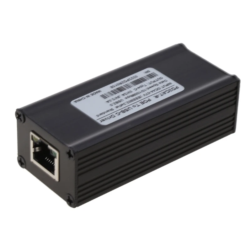 PoE to Type-C Converter 48V PoE to UsbC Ethernet Adapter Card 10/100Mbps PD3.0 Charging 1500V High-Voltage Isolation Dropship