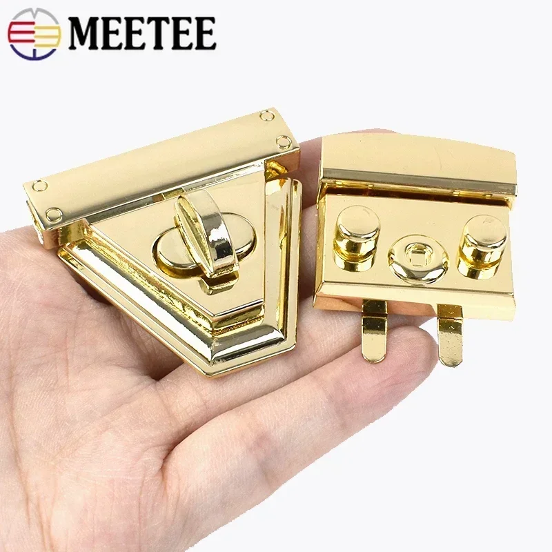 5Pcs LightGold Metal Bag Lock Handbag Twist Turn Spring Decor Buckles Pocket Purse Closure Clasp Replace Hardware Accessories