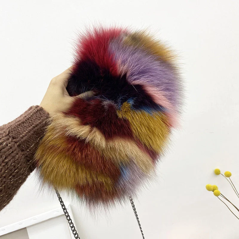 100% Natural Fox Fur Bags For Women Luxury Designer Hand Bags Shoulder Bag Women\'s Bag 2022 Trend Party Crossbody Fur Bags