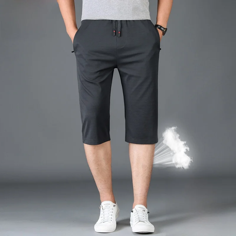

Loose Ice Silk Dad orts Men's Summer Outdoor Wear Thin Casual Mid-Year Clothing Qui Dry Spor Seven-Foot Pants