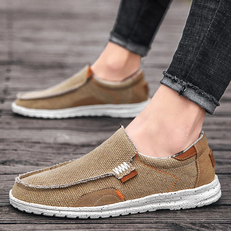 

Men's Breathable Sneakers, Canvas Shoes, Slip On Loafers, Comfortable, Casual, Lightweight, Flats, Walking, Summer