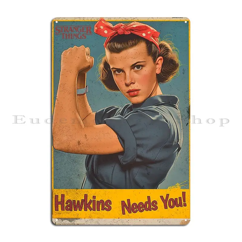 Hawkins Calls Retro Propaganda Metal Plaque Mural Iron Garage Decoration Bar Tin Sign Poster