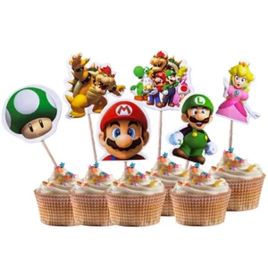 Super Mario Bros Cake Toppers, Cupcake Flags, Cartoon, Baby Shower, Kids Birthday Party Dasey, Quà tặng, 24 PC/Bộ 10 Hội thảo Super Mario bán hàng chính - №10