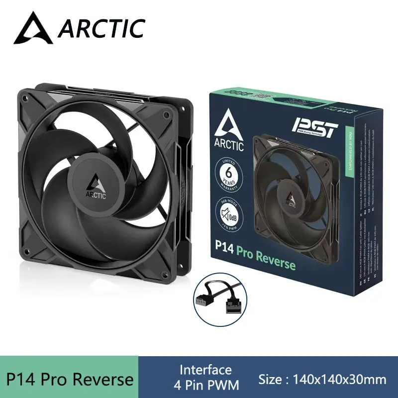 ARCTIC P14 Pro Reverse 140mm Computer Case Fan,12V 4Pin PWM 400-2650RPM/Fluid Dynamic Bearing/High Performance Cooling Fan