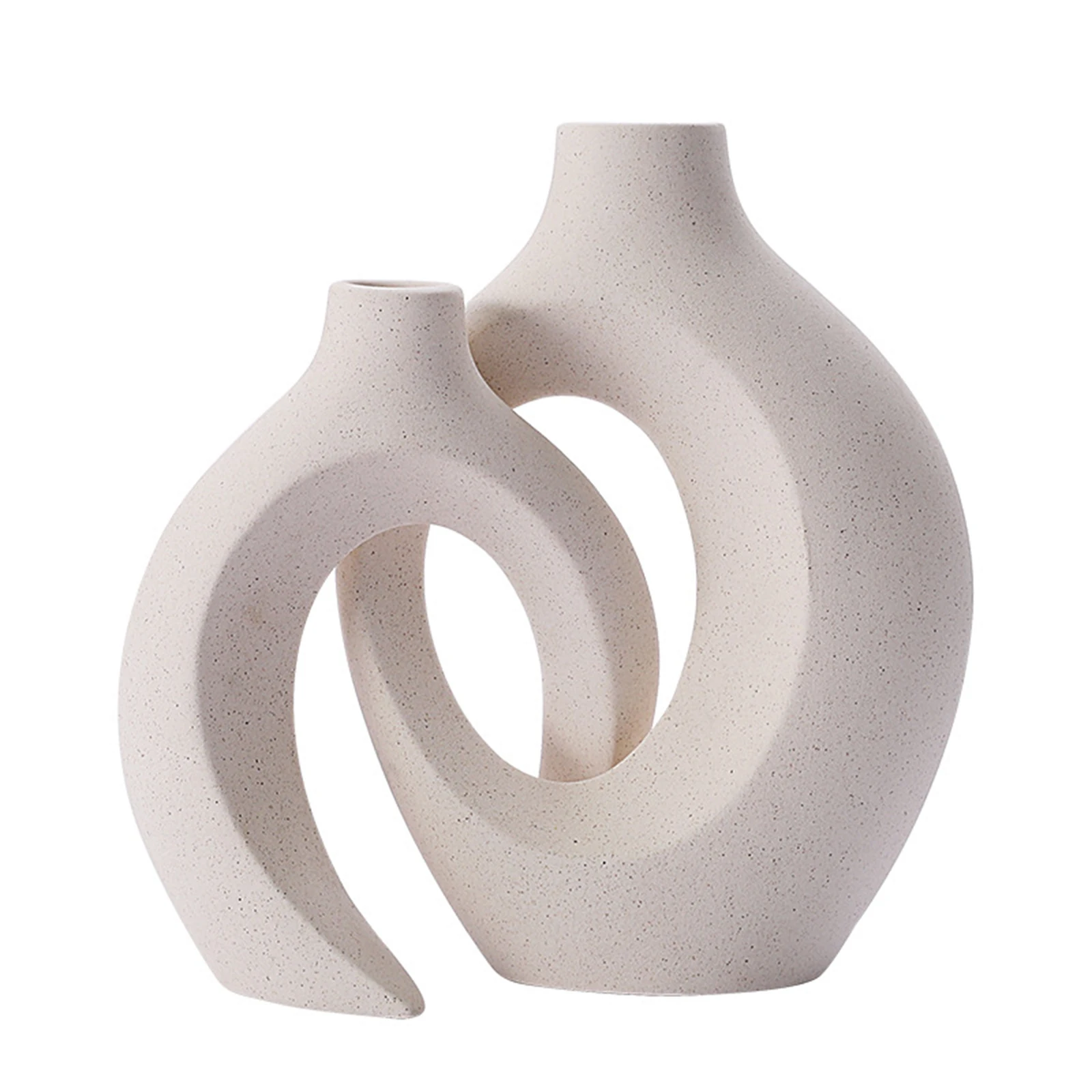 Nordic Circular Hollow Ceramic Vase Creative Donuts Flower Pot Desktop Ornaments Office Interior Home Living Room Decoration