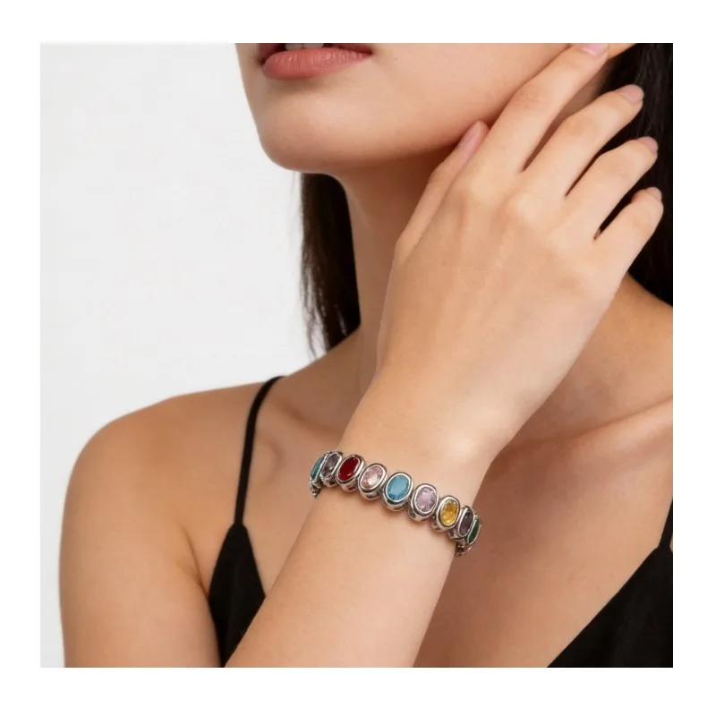 

Color Zircon Bracelet Does Not Fade Silver Jewelry Light Luxury Niche Crystal Bracelet Jewelry Spot