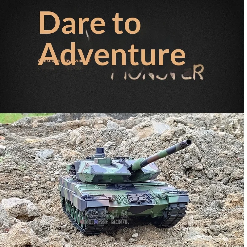 รถถังรบหลักโลหะ 2A6 รุ่นใหม่ ของเล่นบังคับวิทยุแบบออฟโรด พร้อมเอฟเฟกต์ควัน-โมเดลทหารสำหรับนักสะสม