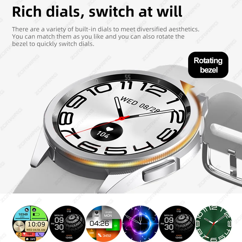 JS Watch 6 Max reloj inteligente clásico AMOLED para hombres y mujeres, reloj inteligente con bisel giratorio, frecuencia cardíaca, presión arterial, brújula, modos deportivos, nuevo