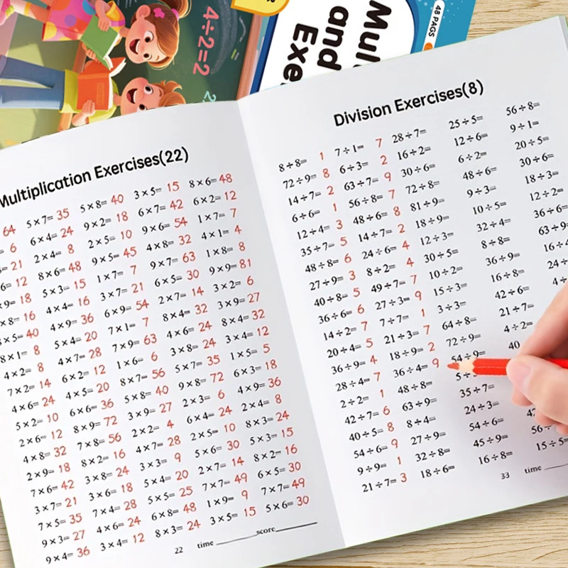 Multiplication and Division Practice Workbook, 99 Multiplication Mental Arithmetic Practice Workbook, Suitable for Kindergarten to Elementary School Levels, Easter and Christmas Math Gifts, Suitable for School and Home Use